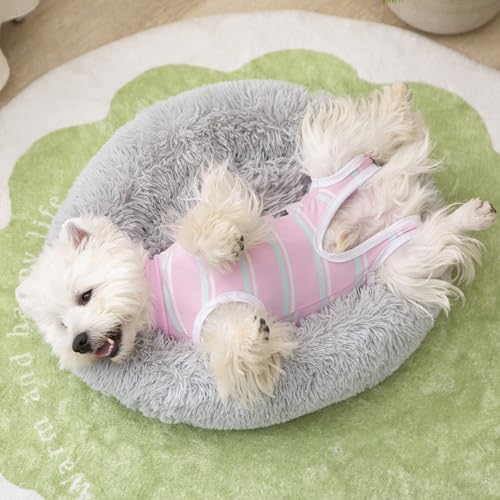 Image of Dog Surgery Recovery Suits, Sleeveless Dog Recovery Suit Male, E-Collar & Cone Alternative Bodysuits After Surgery, Striped Dog Onesie Pajamas, Pet Surgical Vest for Wound Care