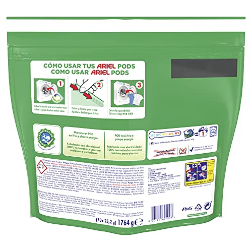 Ariel Pods Detergente Lavadora Cápsulas, 140 Lavados (Pack 2 x 70), Original