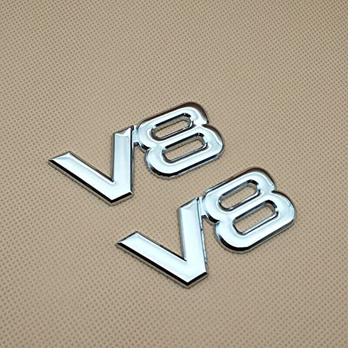 Image of 2pcs Metal Chrome V8 Vntage Car Trunk Tailgate Rear Emblem Badge Decal Stickers (Silver)
