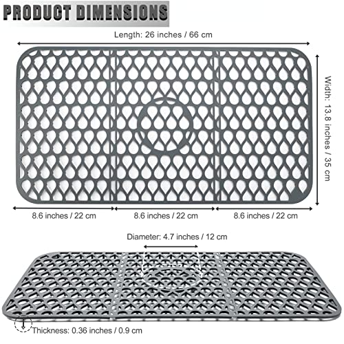 Collapsible Silicone Sink Protectors For Kitchen, 26" X 13.8" Silicone Kitchen Sink Mats For Bottom Of Kitchen Sink, Silicone Sink Protectors For Kitchen Rear Drain Farm Sink, Non-Slip Heat Resistant #TOP1