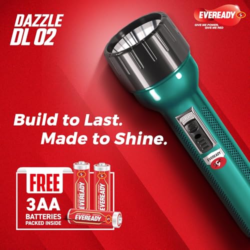 Image of Eveready DL02 Dazzle, 1.5W Emergency Torch, Durable Aluminium Body, Bright White LED Torch, Powered by 3xAA Batteries
