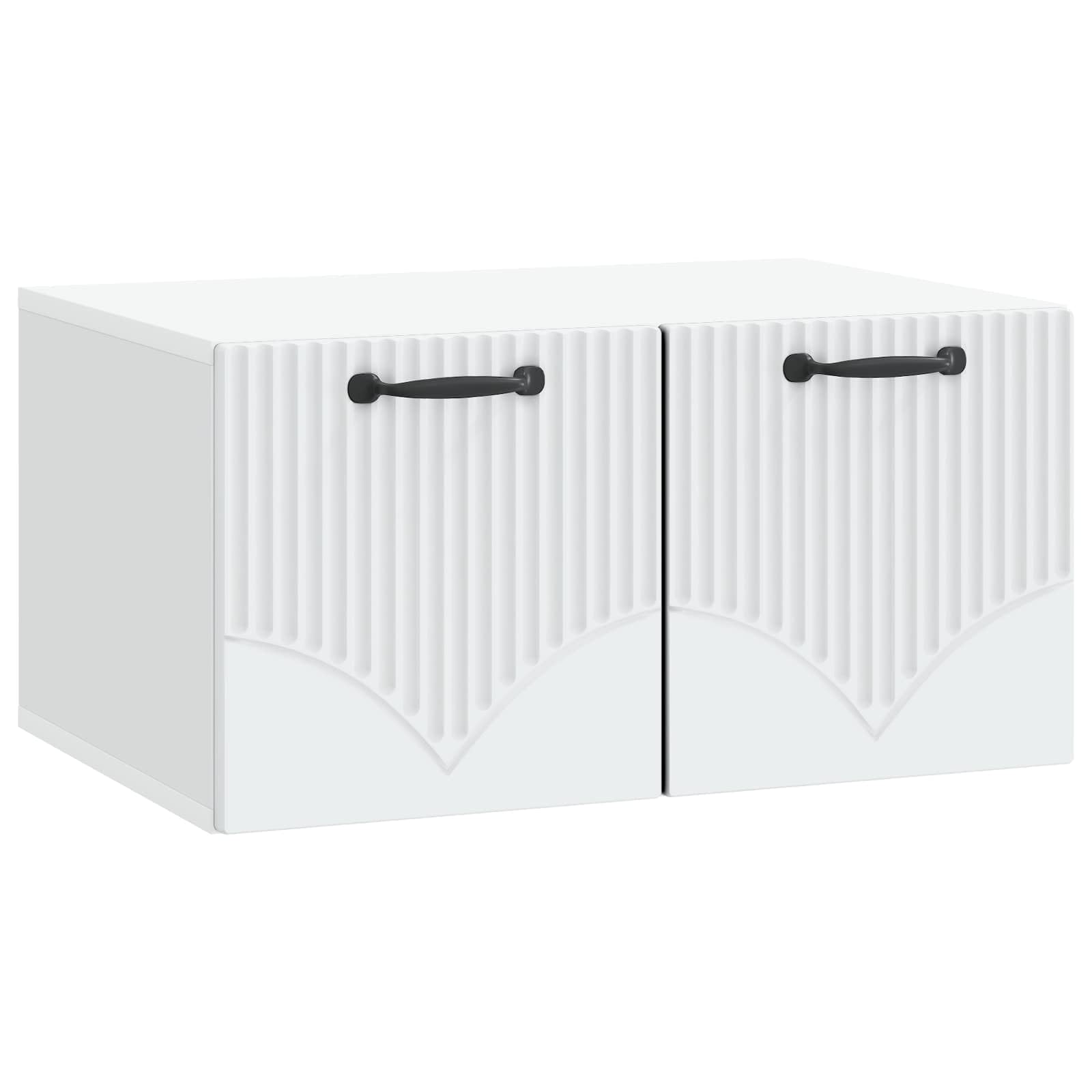 Meuble TV mural blanc 59,5 cm doté d'une porte pivotante et grand rangement