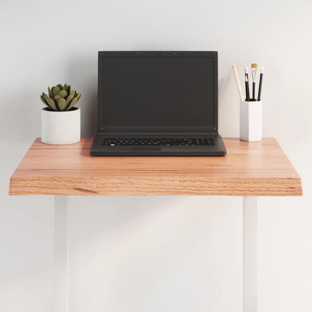 vidaXL Tischplatte, Holzplatte für Tisch Esstisch Couchtisch, Massivholzplatte Handgefertigt mit Baumkante, Ersatztischplatte, Hellbraun 60x50x(2-4) cm Massivholz Behandelt