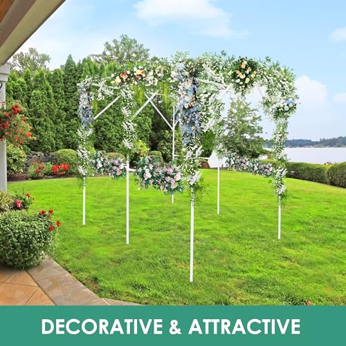 SHANTRA 79\'\' L x 59\'\' W x 79\'\' H Grape Trellis, Grape Vine Support Arch Arbor, Garden Arch Trellis, Plant Climbing Pergola, Arbour Gazebo Trellis for Backyard Decoration, White Rack for Vineyard