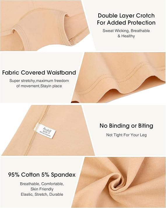 Image of LOURYN KOULYN Boy Shorts Underwear for Women Cotton Panties Mid Rise Undies Full Coverage Boxers Briefs Boyshort 4 Pack S-XXL