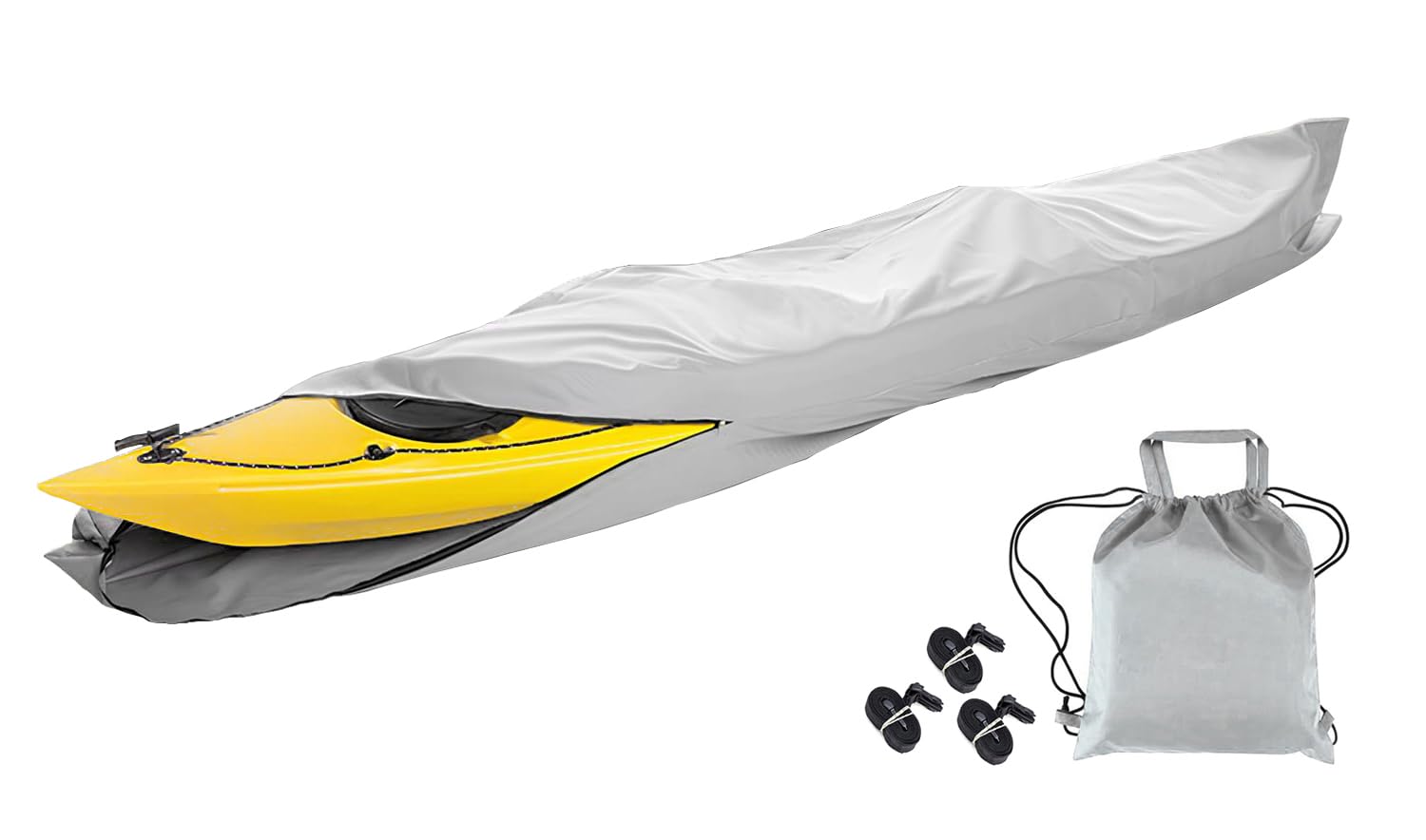 Pokrowiec na kajak i canoe, Pokrowiec na kajak, Full Wrap, tkanina Oxford 420D, czarno-szara, wiele rozmiarów(Grey,18FT: 5.5mx1m)