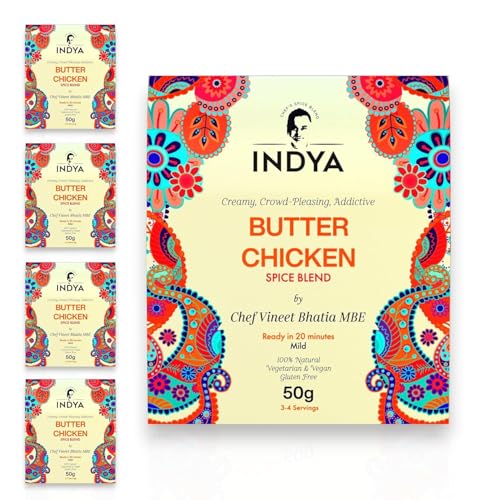 Butter Chicken Spice Mix 5 Pack by Chef Vineet Bhatia MBE – Non Spicy, Gluten Free, No Preservatives, Vegetarian & Vegan Friendly | INDYA Spices (Multipack (5 packs))