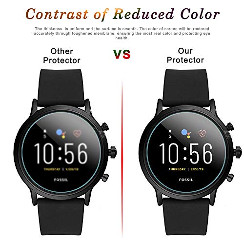 Suoman 3-Pack For Fossil Gen 5 Carlyle Hr And Fossil Gen 6 Men Women Screen Protector Tempered Glass Fossil Gen 5 / Gen 6 Smartwatch [2.5D 9H Hardness] [Anti-Scratch] #TOP6