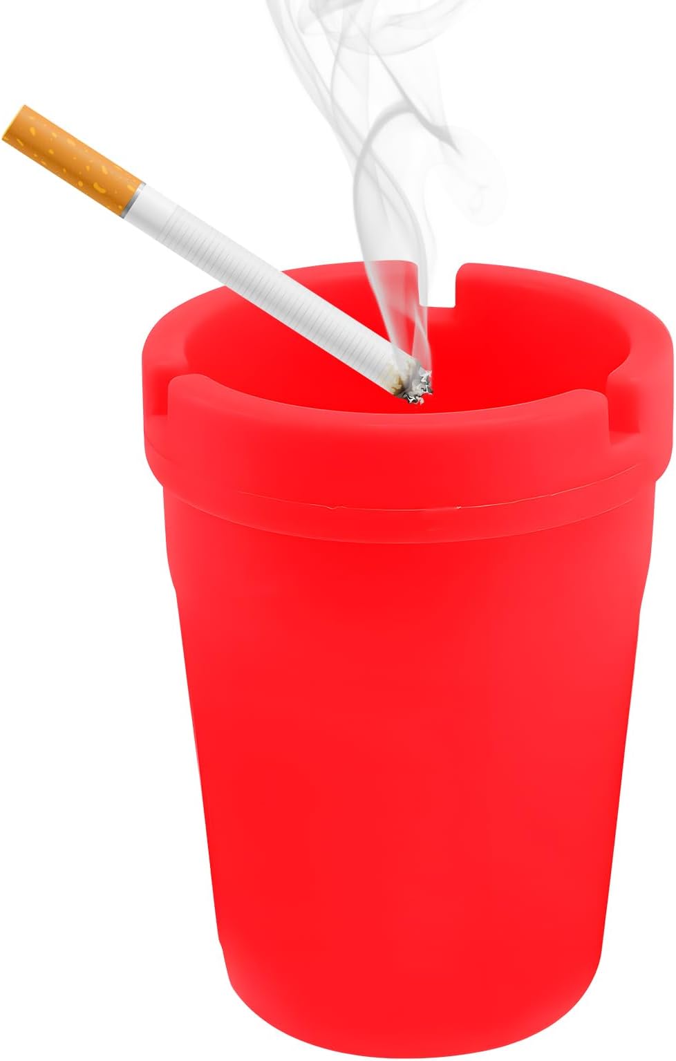 Car Ashtray, Windproof Self-Extinguishing Ash Holder Cigarette Trash Can, Universal Portable Plastic Cup Holder Ash Tray Butt Bucket for Vehicle Home Office Outdoor (Red)