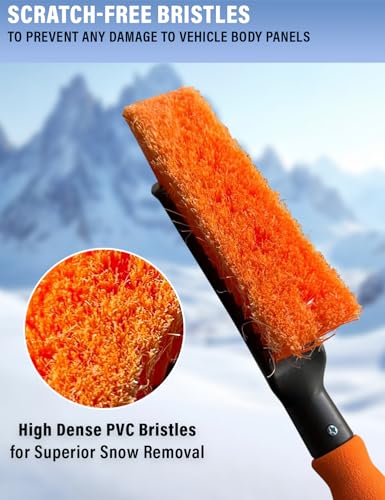 Image of Autovir 17 inch Snow Brush & Ice Scraper for Car Windshield Small Snow Brush | Heavy-Duty Snow Removal Tool | Ergonomic Foam Grip | Essential Car Winter Accessory | Efficient Snow Clearing Brush