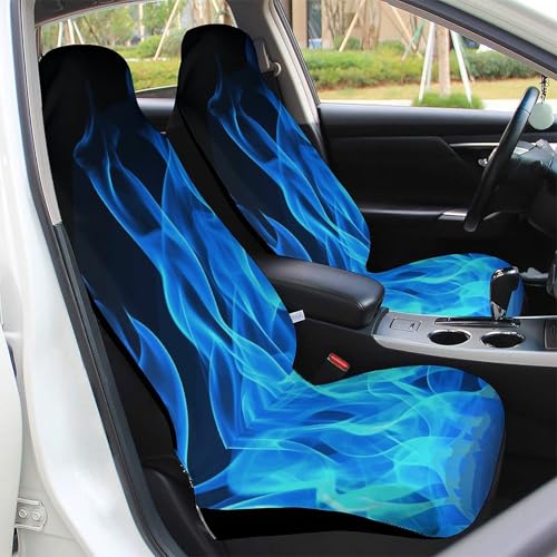 Housse de siège avant de voiture bleu flamme avec sangles élastiques pour une fixation stable
