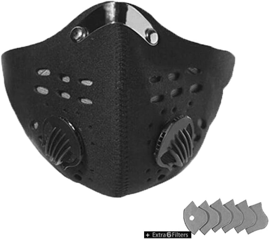 ReachTop Sport Mask with Exhalation Valves and Filters, Half Face Anti Pollution Dust Mask Reusable Dust Pollution Sports Mask with Activated Carbon Filter for Cycling Running Outdoor Activities