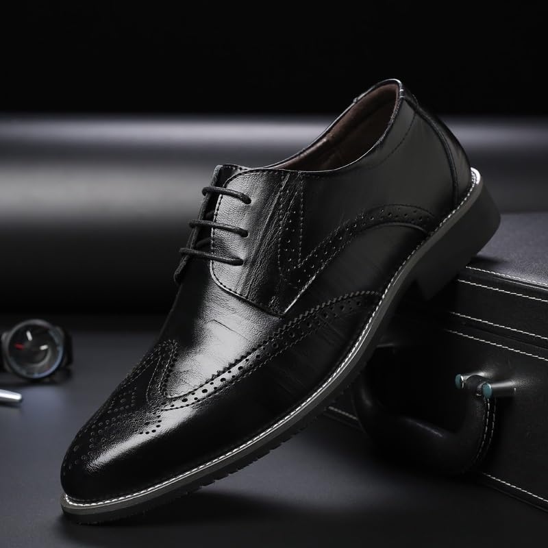 Men's Patent Leather Oxford Dress Shoes, Formal Business Casual Fashion Wedding Tuxedo Shoes for Men Comfortable Lace-Up Office Work Evening3