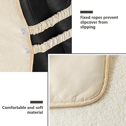 Image of STONECREST Recliner Chair Cover, Faux Fur Sherpa Slipcover, Stay in Place (White /Beige, 23 inch Regular Recliner)