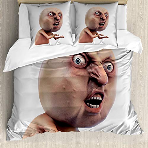 ABAKUHAUS Humour Ensemble de Housse de Couette, Pourquoi Vous Aucun Troll Mémé, Décoratif, 3 Pièces avec 2 Taies d'oreiller, 200 cm x 200 cm - 80 x 80 cm,...