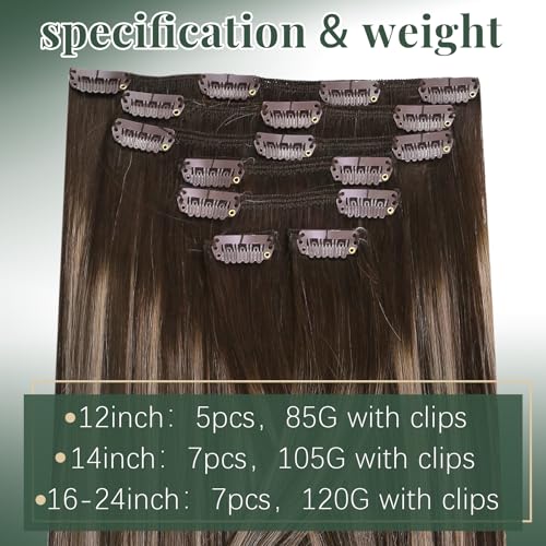 Image of Ugeat Balayage Clip in Hair Extensions 14 Inch 7pcs 105g Reusable