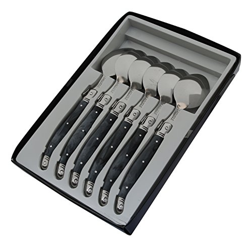 Pradel Excellence Laguiole Caja de 6u00a0cucharas para Sopa 25.2u00a0x 17u00a0x 2.8u00a0cm Gris mármol
