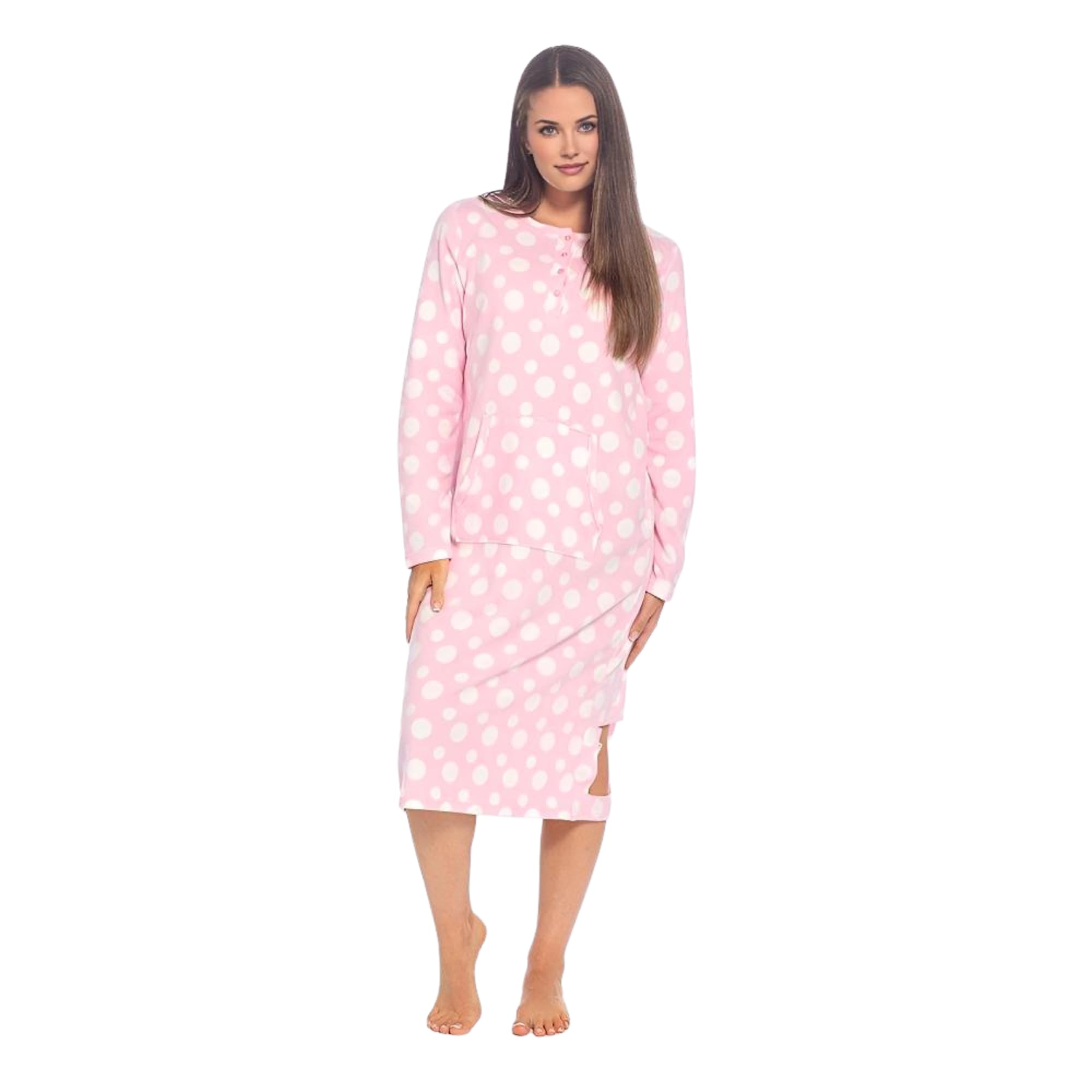 Insignia Women's Pink Long Sleeve Winter Nighties Nightdress Cosy Fleece (, 22-24)