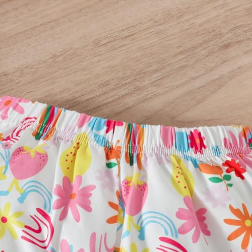 Image of Ayzozuy Kid Girl Clothes Shorts Set 2 Piece Outfits Summer Casual Short Sleeve Top and Shorts Set for Girls 4-7