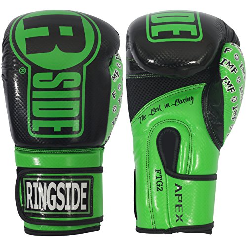 Ringside Apex Flash Sparring Gloves, Imf-Tech Boxing Gloves With Secure Wrist Support, Synthetic Boxing Gloves For Men And Women, Black And Green, 16 Oz #TOP2