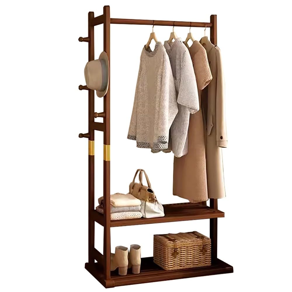 FGXHHS Industrial Coat Rack Hall Tree with Shoe & Sto Shelves, Sturdy Easy Assembly for Hallway, Bedroom, Office, Max Load 100kg, Available in 40/60/80/100CM