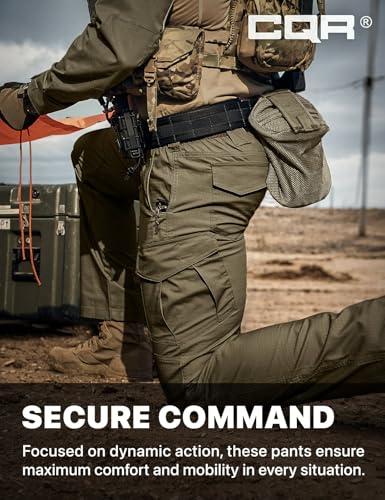 Image of CQR Men's Flex Ripstop Tactical Pants, Water Resistant Stretch Cargo Pants, Lightweight EDC Hiking Work Pants
