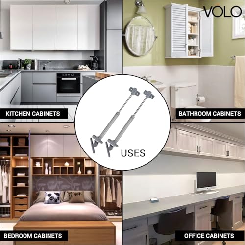 Image of VOLO Gas Spring - 10 Inch Soft Close Hydraulic Lift for Kitchen Cabinets, Overhead Storage & Furniture | Pack of 2, 1-Year Warranty | (50N (5Kg Weight Capacity))