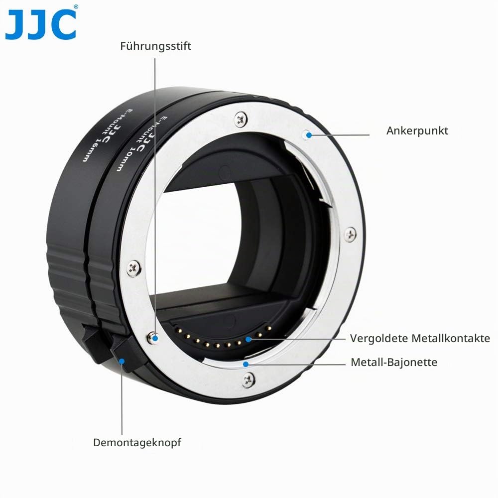 JJC Autofokus-Zwischenringe (AF) mit TTL-Belichtung für Makrofotographie 10mm und 16mm (Passen für Sony E-Mount Kameras)