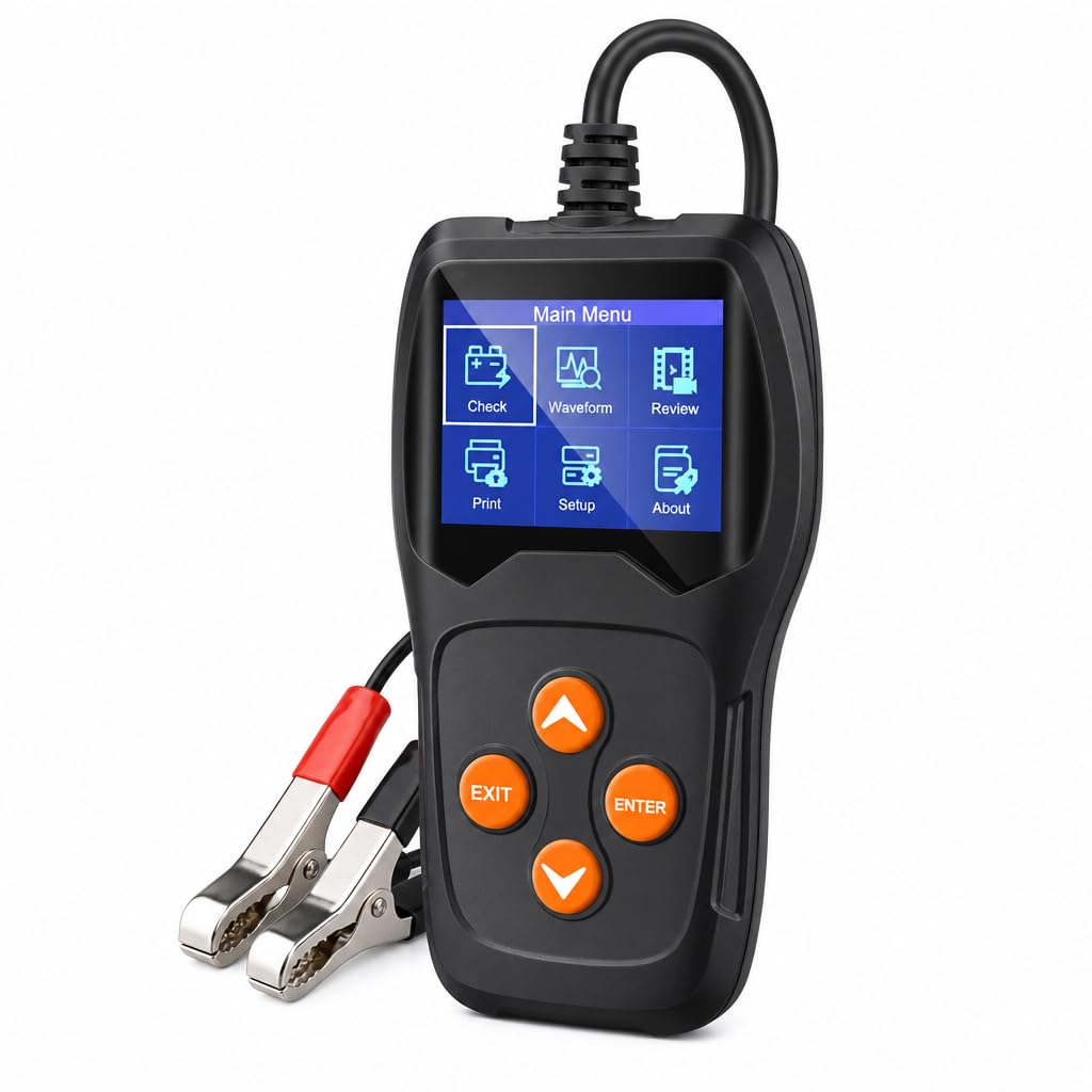 Konnwei Testeur de Batterie 12V Voiture Moto LCD TFT CCA BCI DIN JIS SAE Puce STM32 Multilingue KW600