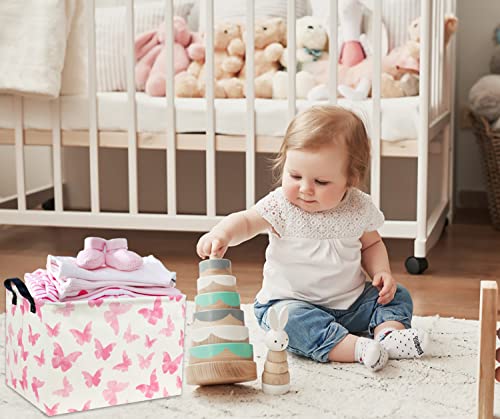 Image of Rectangular Butterfly Basket Kids Baby Storage Basket Cute Toy Storage Bin Organizer Shelf Boom Room Decor(Butterfly)