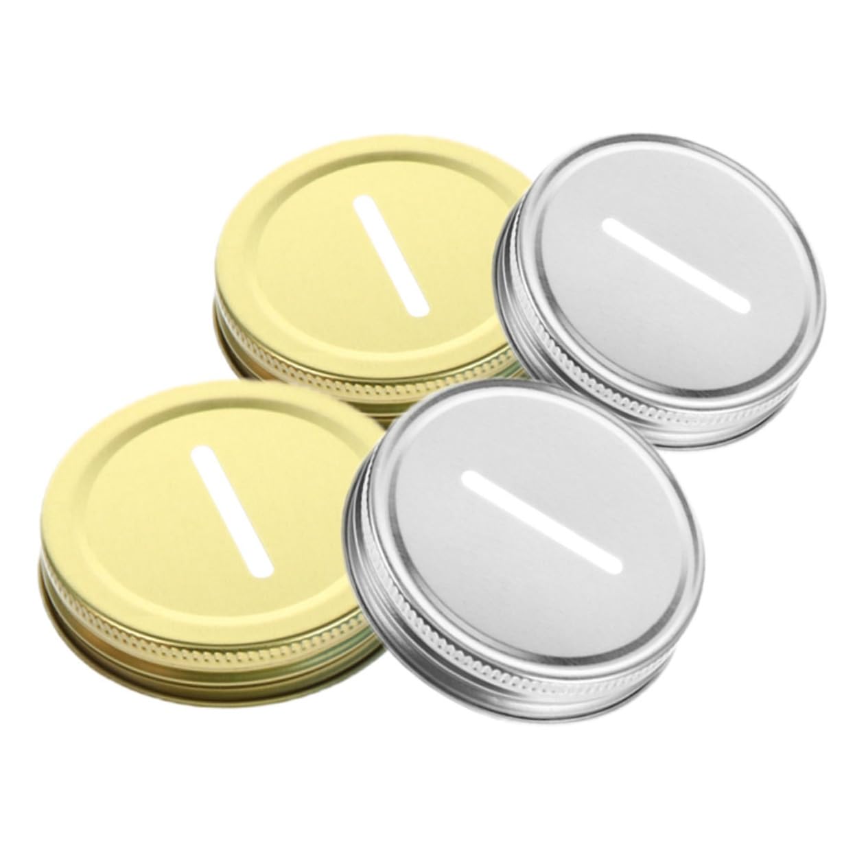 GLEAVI 4Pcs Metal Coin Bank Slot Lids for Jars Replacement Caps Smooth Edges for Safe Use for DIY Piggy Bank