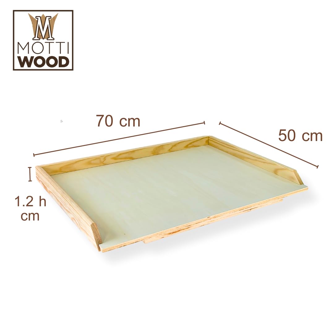 Spianatoia Tavoliere, Asse Pasta Legno Pioppo, Stendipasta con Bordi Laterali, Gradino Anti Scivolo, Made in Italy (70x50)