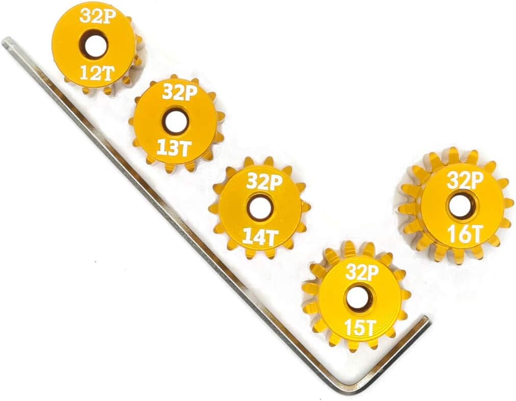 32P Pinion Gear Set 12T 13T 14T 15T 16T 3.175mm with Hex Key, 0.8 Metric Pitch RC Upgrade Part
