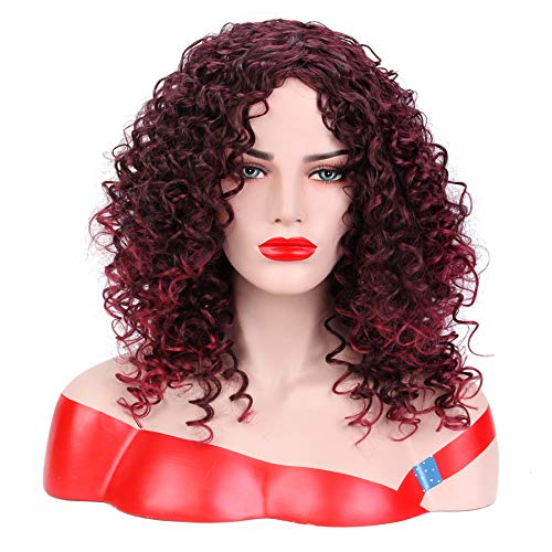 Afro Wigs For Black Women Burgundy Short Kinky Curly Full Wigs Synthetic Heat Resistant Wigs For African Women