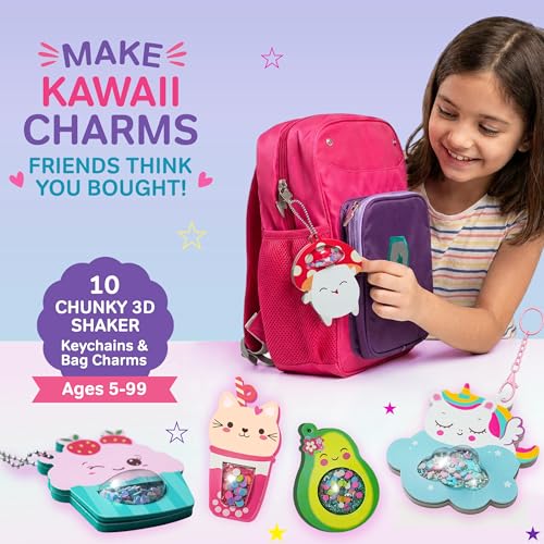 Image of Chalk and Chuckles Joydomes - DIY Shaker Keychain & Bag Charm Making Kit, Kawaii 3D Confetti Art & Craft Activity, Mess-Free Creative Toy, Birthday Gift for Girls & Boys Ages 5, 6, 7, 8, 9, 10