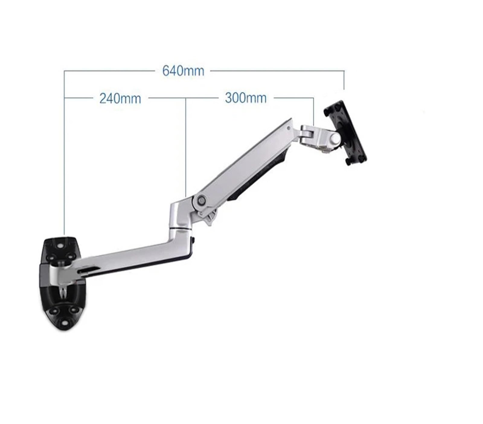 V62W-450 - Braccio per monitor da parete Full Motion con staffa a molla in alluminio regolabile per schermi da 17"-32", asta da 450 cm, design ergonomico per uso domestico e ufficio