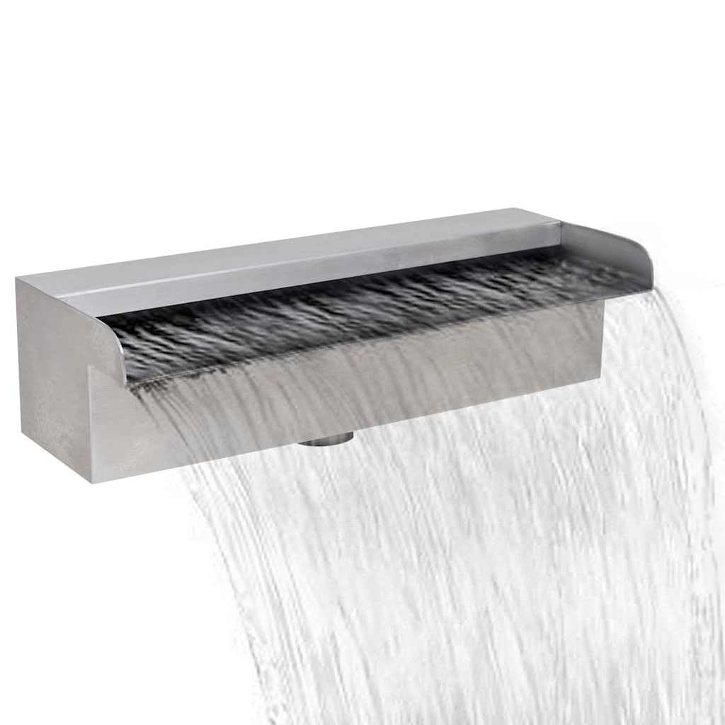 vidaXL Edelstahl Wasserfall 30cm Wasserauslauf Waterfall Wasserspiel Kaskade