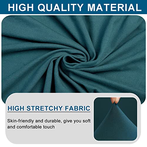 Image of WOMACO Bar Stool Cover with Back Printed Dining Room Square Swivel Barstool Chair Seat Cushion Slipcover for Counter Height Mid Low Back Chair Protector (4, Peacock Blue)