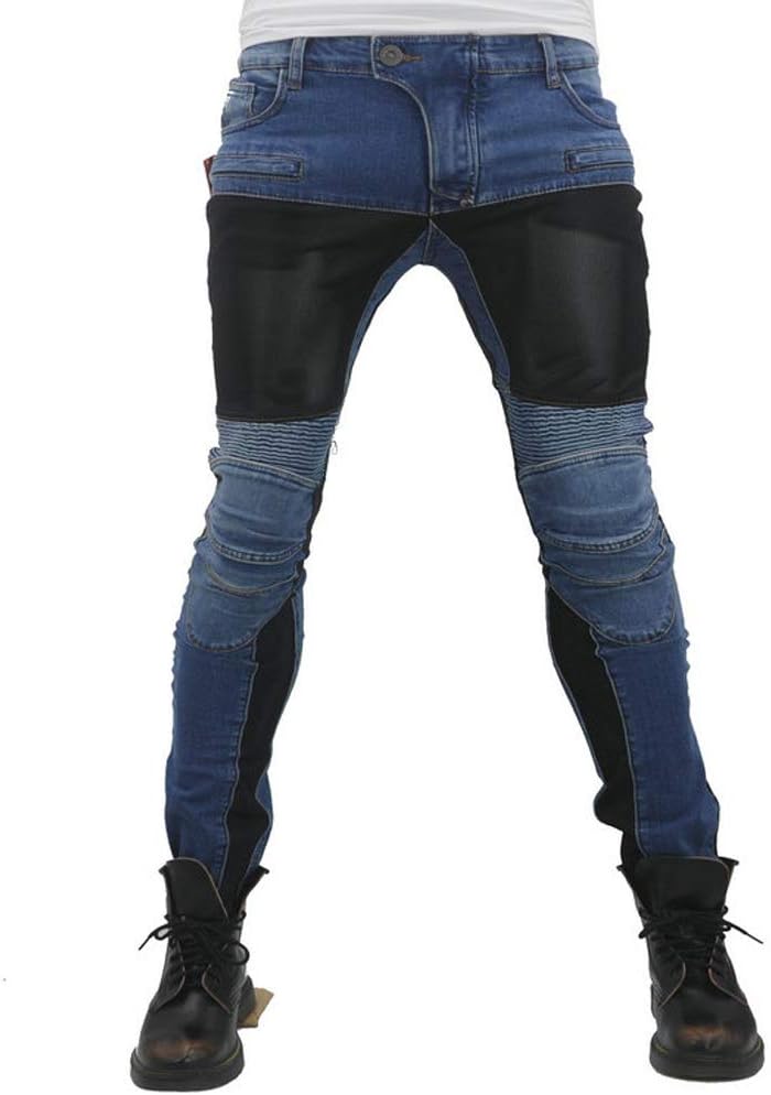 Motorcycle Riding Jeans with Knee Hip Armor Pads Mesh Biker Cycling Protective Pants