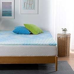 Sobre Colchónes Amazon Zinus Swirl Gel Sobrecolchón de Espuma Viscolástica y Refrigeración, Diseño Refrescante y Con Circulación de Aire, Alivio de Presión, 90 x 190 cm, para Colchón, Cama y Sofá