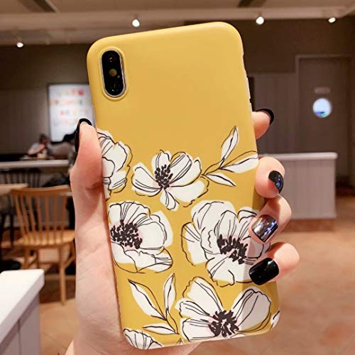 Kinyetor iPhone Xs Max Case for Girls, Xmax Flower Cases Flexible Soft Slim Fit TPU Silicone Cute Floral Shell Phone Case Compatible for iPhone Xs Max 6.5 Inch-Yellow