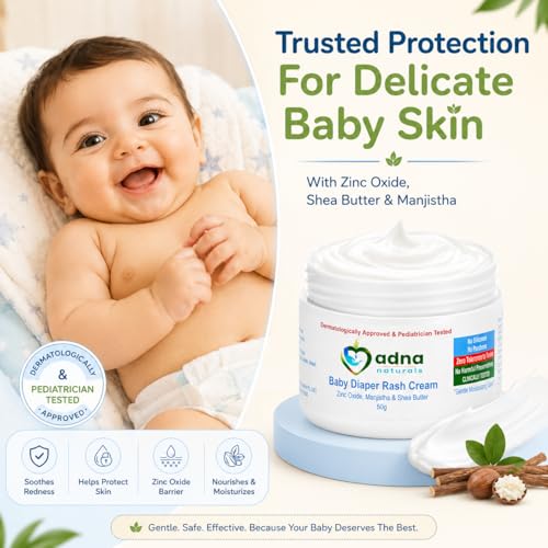 Image of Baby Diaper Rash Cream with Manjistha, Shea Butter & Zinc Oxide | Soothes Rashes, Redness, Insect /Mosquito Bites | Dermatologist & Pediatrician Tested | Zero Tolerance to Toxins (50 gm)