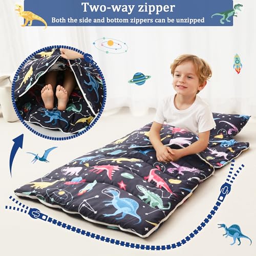 Image of Toddler Nap Mat for Preschool 50''x30'' Sleeping Mat with Removable Pillow and Minky Blanket for Kids Ages 3-7 Roll Up Soft Sleeping Bag for Boys Girls Kindergarten Daycare Sleepover