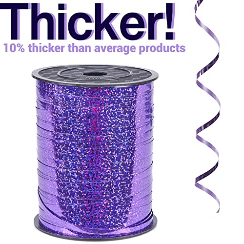 Image of PartyWoo Purple Ribbon, 500 Yard, Iridescent Curling String Balloon Thin Gift Ribbon for Gift Wrapping Balloons Presents Floral Graduation Christmas Birthday Wedding Party Decorations (1 Roll)