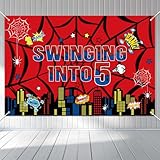 SAVITA Decorazioni per Striscioni Compleanno a Forma Ragno, 100x150cm Tema Cartoni Animati Sfondo Decorazioni Feste per Ragazzi e Ragazze Doccia Forniture Feste di Compleanno (5)