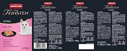 animonda vom Feinsten Kitten Katzenfutter nass mit Baby-Paté (6 x 100 g), Kitten getreidefreies Katzen Nassfutter ohne Zucker, mit frischen fleischigen Zutaten