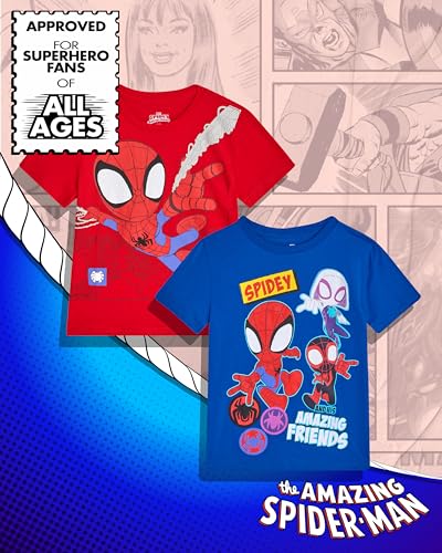 Marvel Spiderman Boys Graphic Tees - 2 Pack Spidey and His Amazing Friends Short Sleeve Spider Man Shirts for Toddler & Kids2