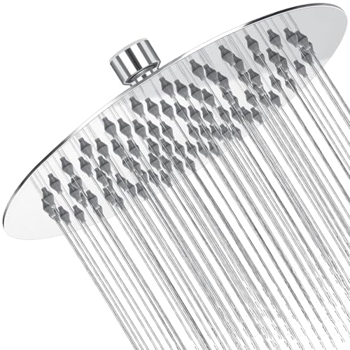 VINATO 8 Pouce/20cm Pommeau de Douche Pluie en Acier Inoxydable, Tête de Douche Anti-Calcaire, Tête de Pluie Rond Universelle Filetage 1/2 Pouce,Rotatif 360°,Facile...