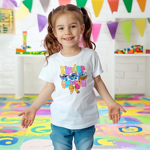 Kindergarten #201 Kids Shirts, X-Small-Medium, Girls, S-T-I-T-C-H, Flowers, Great for The First Day of School Or Everyday2