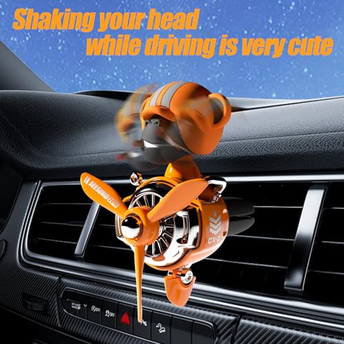 Image of 2Pcs Car Air Fresheners, Cute Bear Pilot Automotive Air Outlet Creative Car Perfume Diffuser, Automotive Accessories Air Vent Decoration with 8 Fragrant Tablets (Orange 1+Red 4)